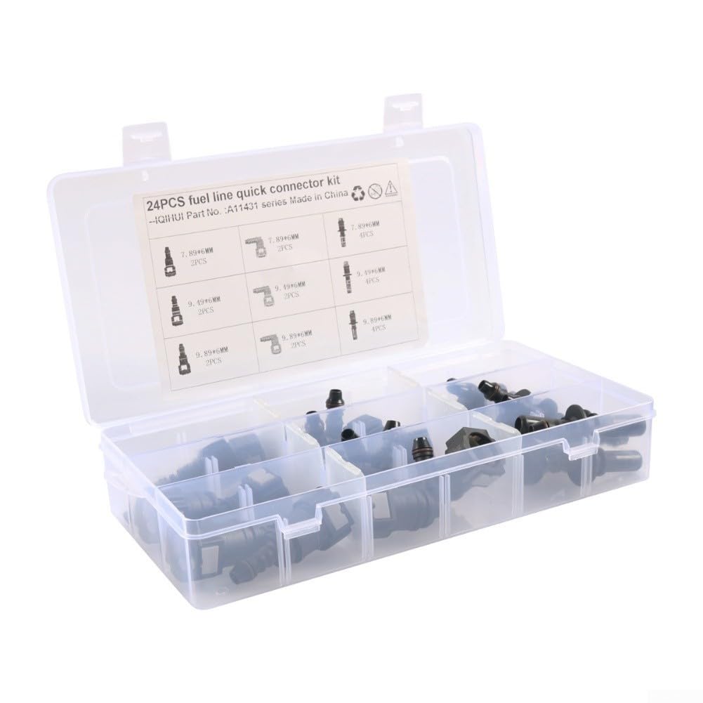 Lot de 24 raccords rapides ID6 pour tuyau diesel de 6 mm avec connecteurs ABS mâles femelles de 7,89 mm, 9,49 mm, 9,89 mm, pour l'entretien de voiture et de camion