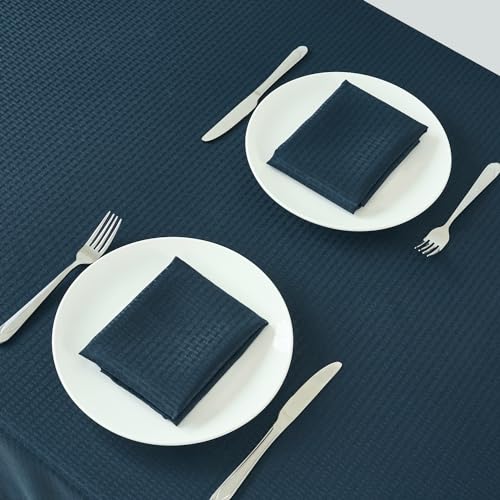 Image of maxmill Cloth Napkins Weaved Texture Pattern Soft Comfortable and Luxury Serviette for Restaurant Family Dinners Weddings Parties and Banquets Set of 4 Pieces, 20 x 20 Inch Navy Blue