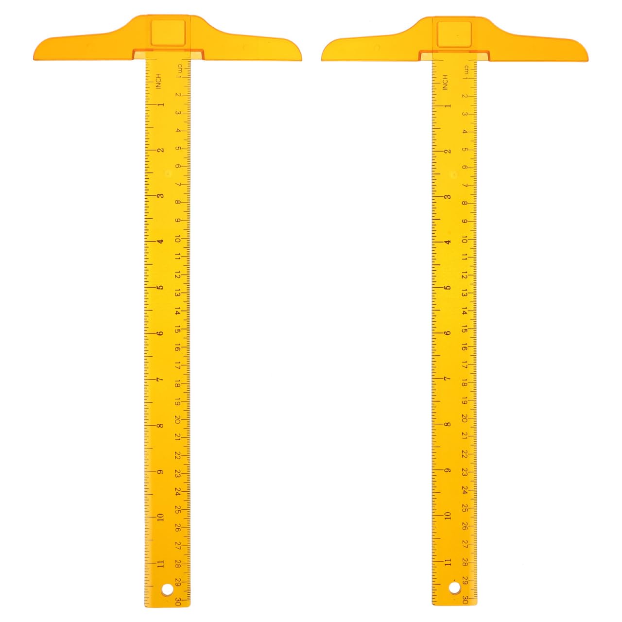 Homoyoyo T-Standard Ruler 12 Inch/30 Cm Plastic T-Shape Ruler for Drafting Clear Double Scale Measuring Tool for Office School and Home Use