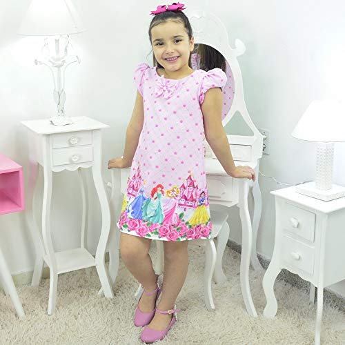 Vestido Princesas da Disney - Tubinho trapézio Rosa
