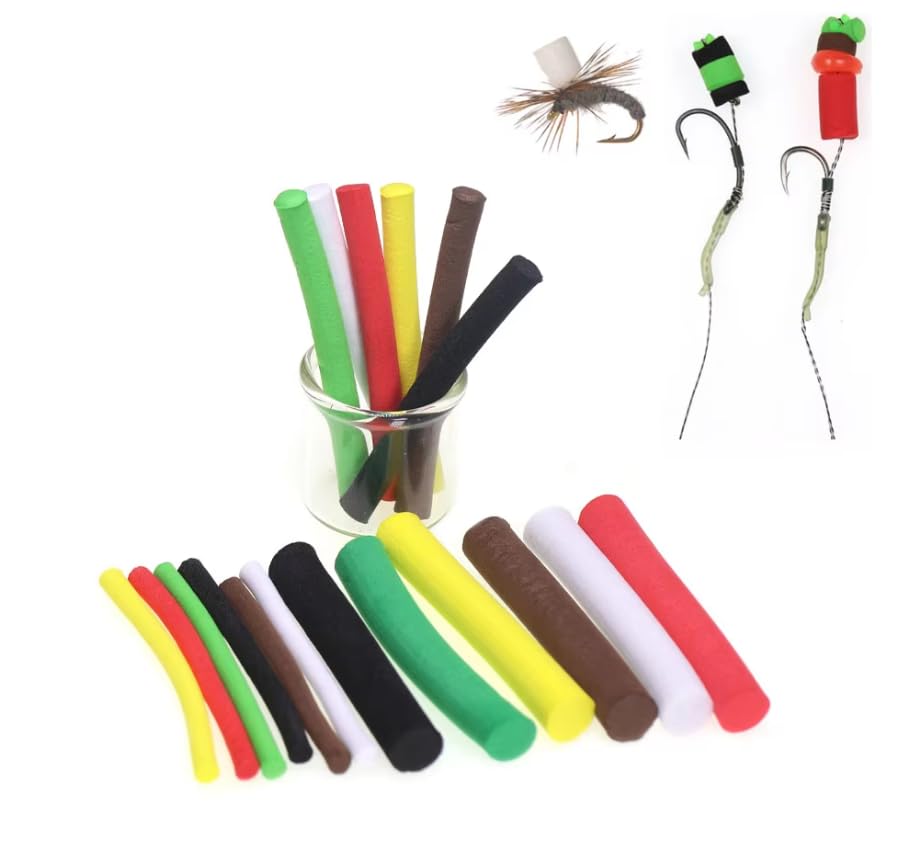 Cuoyuqie 36 PCS 3/5/8mm x 5cm Fly Tying Material Parachute Foam Post Dry Fly Grass Hopper Fly Tying Foam Cylinders (5mm 36pcs)