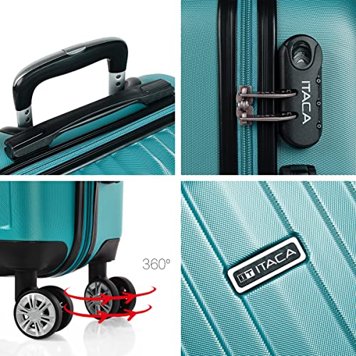 Image of ITACA Juego Maletas de Viaje 4 Ruedas Trolley ABS. Extensibles Rigidas Resistentes y Ligeras. Mango Asas Candado. Pequena Cabina Low Cost, Mediana y Grande y neceser. T71500, Verde Menta, L + XS