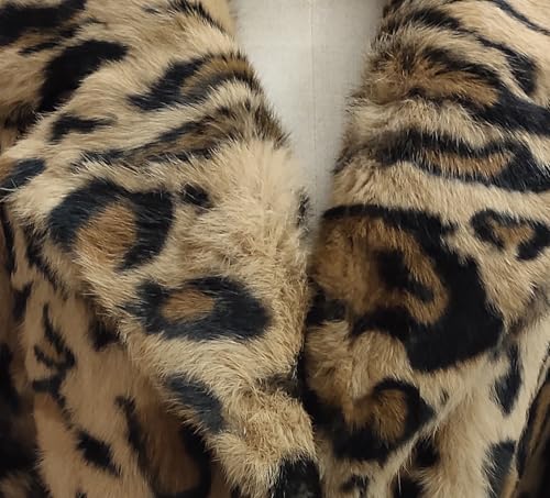 Women's Genuine Rabbit Fur leopard print Coat with Turn-down Collar Warm Fur Jacket Outerwear4