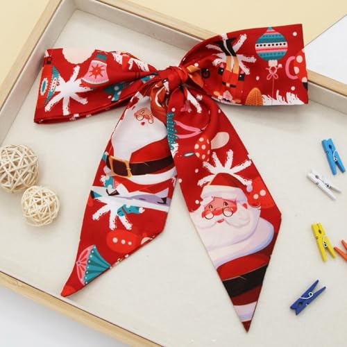 5 Pack Christmas Purse Scarf Set, Silky Ribbon Scarves for Bags Head Scarf for Handbag Handle Scarf Band Hair Neck Scarf for Women Fashion New Year Christmas Gifts Wrapping,014