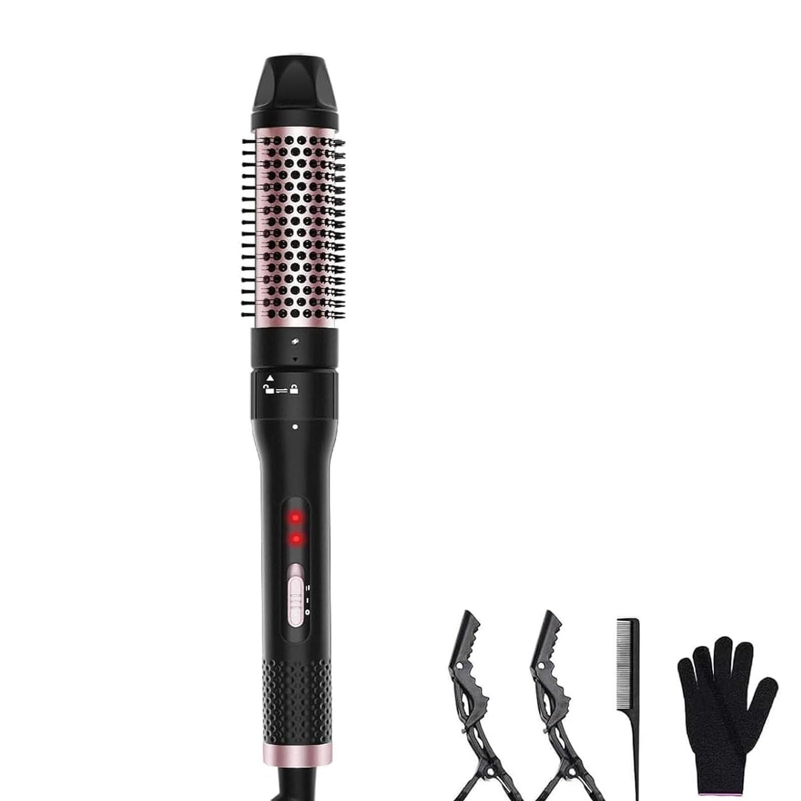 Thermal Brush, 1.5 inch Heated Round Curling Brush Hair Straightening Styler, Less Frizz Hair Hot Straightener with Detachable Head for Salon Style