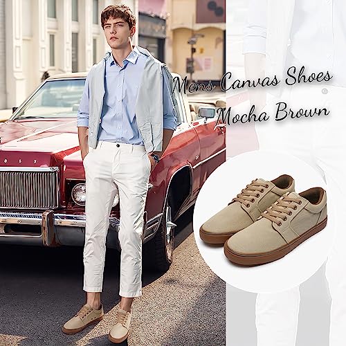 Image of BENPAO Mens White Casual Shoes All Black Fashion Sneakers for Men Low Top Lace Up Canvas Shoes