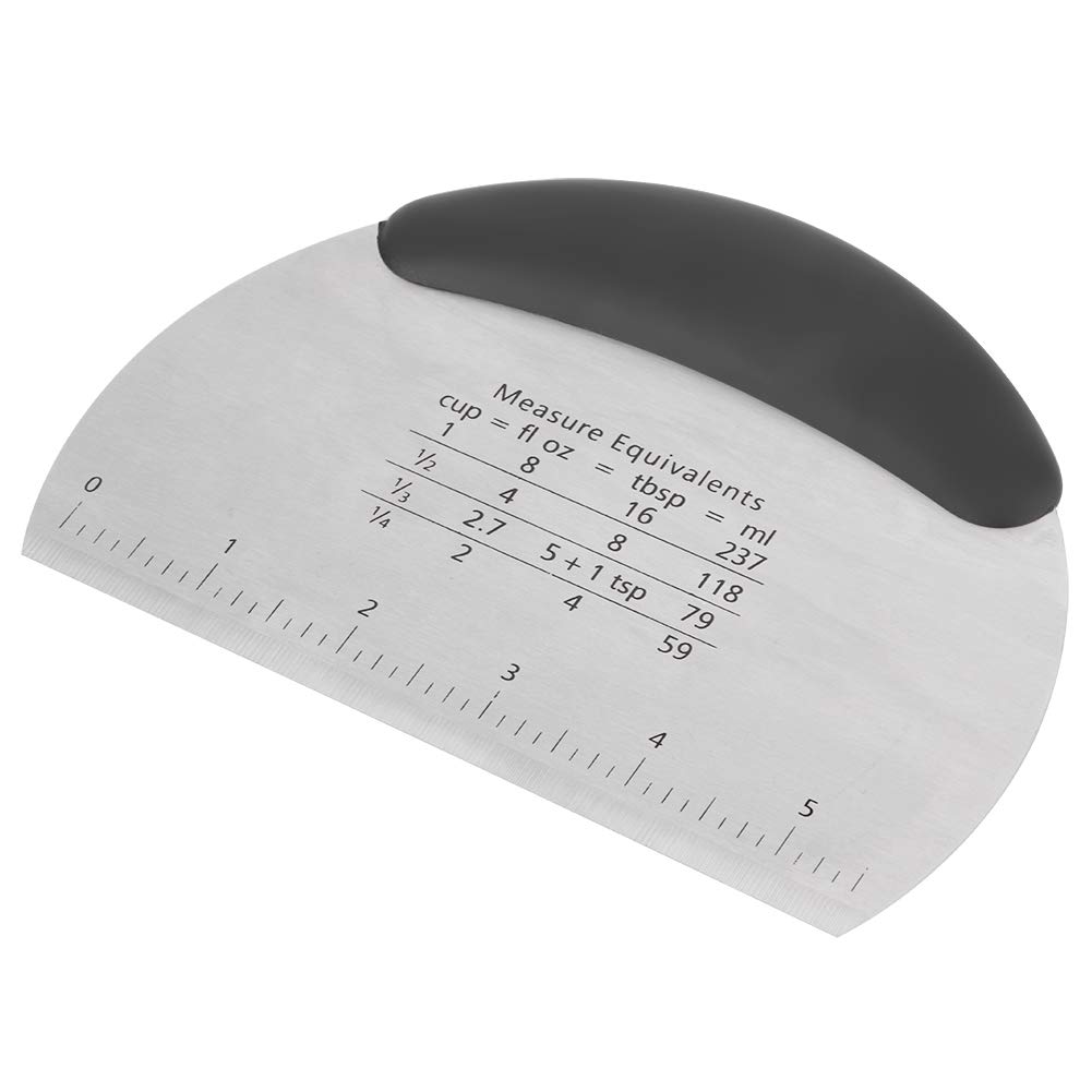 Stainless Steel Pastry Dough Chopper Scale Cutter Ergonomic Design, Ideal for Baking Kitchen Bakeware (Black)