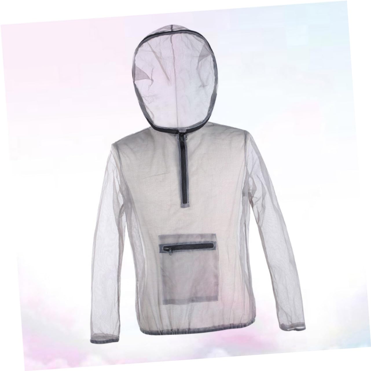 Graues Mesh Schutzshirt mit Kapuze, Xxl, für Camping und Angeln