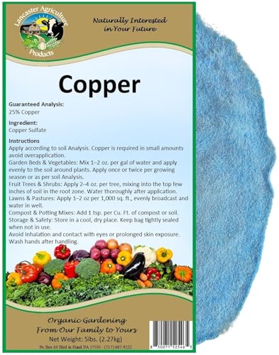 Copper 5 Pounds Micronutrient Supplement for Plants – Natural Soil Amendment for Healthy Growth, Enzyme Support & Vibrant Color – Lancaster Agricultural Products