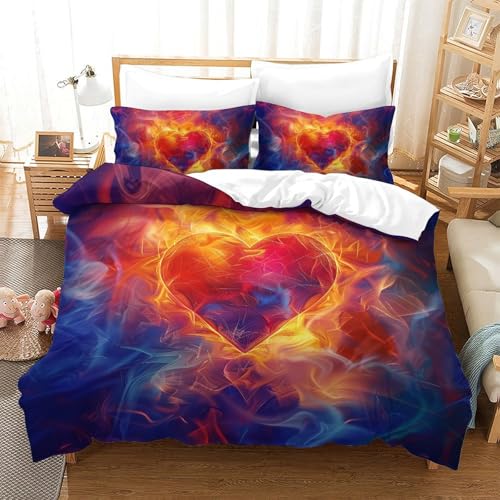 Housse de couette microfibre douce avec fermeture éclair solide Flame Amour