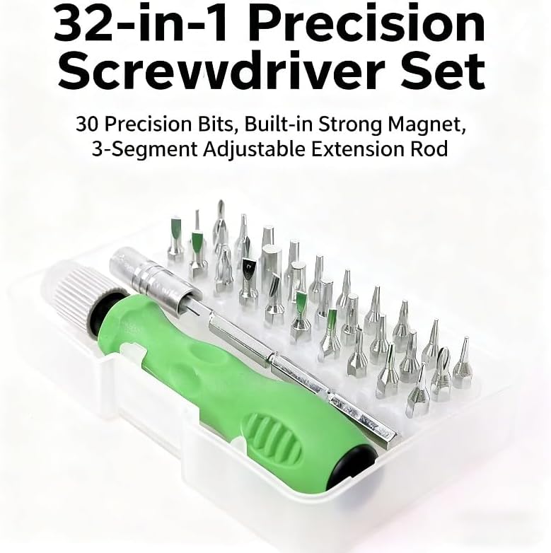 32-in-1 Precision Screwdriver Set, Portable Mini Magnetic Phillips Head Screwdriver Disassembly Tool (GREEN)