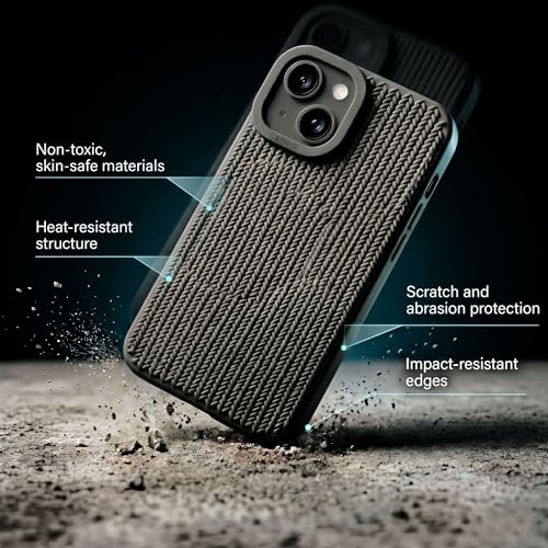 Image of amazon basics Luxury 3D Knitted Texture Soft Silicone Back Cover for iPhone 14 | Slim Fit Shockproof Case with Camera Protection & Non-Slip Grip - Black
