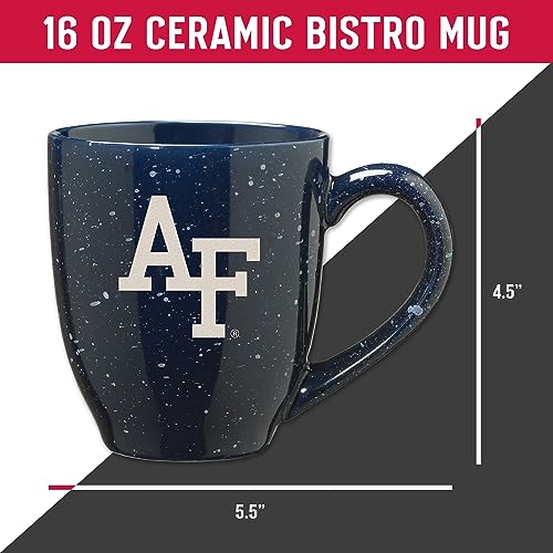 Image of Rico Industries NCAA Air Force Academy Falcons - AF Navy Blue Personalized 16 oz Team Color Laser Engraved Speckled Ceramic Coffee Mug