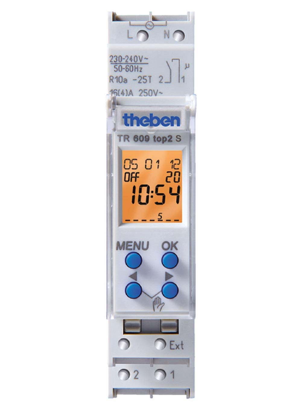 Theben TR 609 top2 S Reiheneinbau-Digital-Schaltuhr 1 Kanal, 7 Tage, Textzeile,1 TLE, 6090101