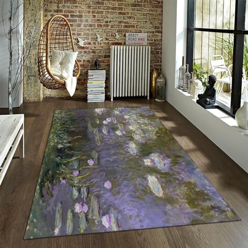 Tapis nénuphars Monet paillasson violet doux chambre 150x210