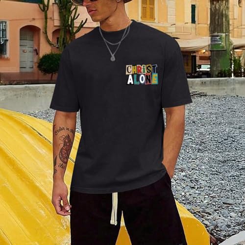 Christian Faith Shirts for Men Bible Verse Jesus God Shirt Oversized Religious Tshirts Graphic Tees Cotton Tops4