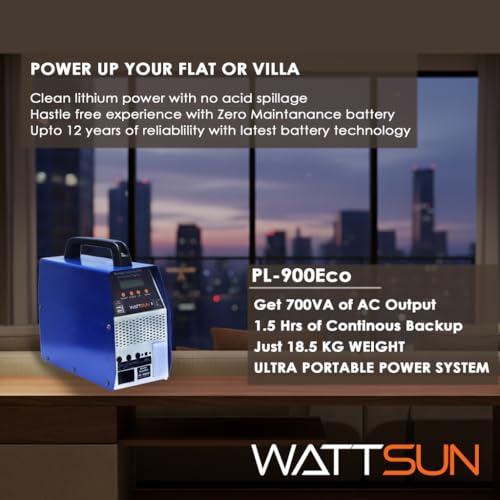 Image of Wattsun 768Wh Lithium Portable Power Station | 700VA Inverter Mode + 350W Power Station | Long Backup Emergency Power for Home, Camping & Travel | Fast Charging | IP32 | 5-Year Warranty