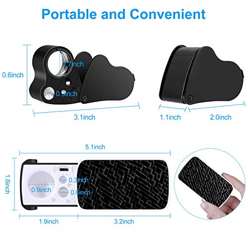2 Pack Illuminated Jewelers Loupe, 30X 60X 90X Portable Eye Loupe Magnifier Lighted Magnifying Glass With Bright Led Light For Jewelry Coins Gems Stamps Watches Rocks #TOP5