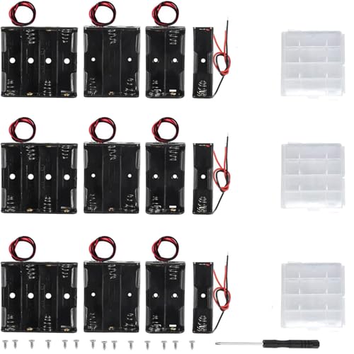 VISSQH 12 Piezas AA Soporte de Batería,1/2/3/4 x 1.5V Caja de Batería,AA Caja de Soporte de Batería Caja de Almacenamiento de Batería de Plástico para DIY AA Soporte de Batería con Cables