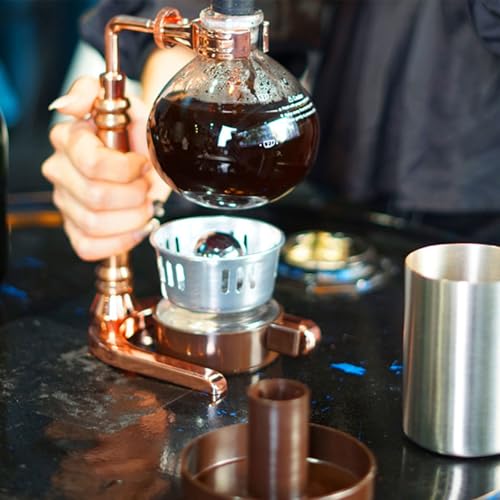 Cafetera de sifón al vacío con estructura estable de vidrio y madera 4