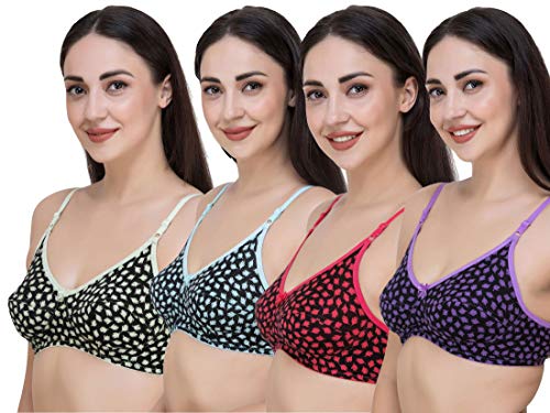 Image of Fasense Women's Cotton Leaf Print Medium Coverage Wire Free Non Padded Bra