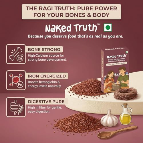 Image of Naked Truth Millet Noodles | Instant Whole Grain Millet Noodles | Healthy & Delicious | Easy-to-Cook Noodles for Snacks, Lunch & Dinner (215 g (Pack of 2), Ragi noodles)