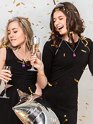 Hicarer 12 Pieces Teardrop Crystal Necklace Cubic Zirconia Pendant Necklace Jewelry for Women4