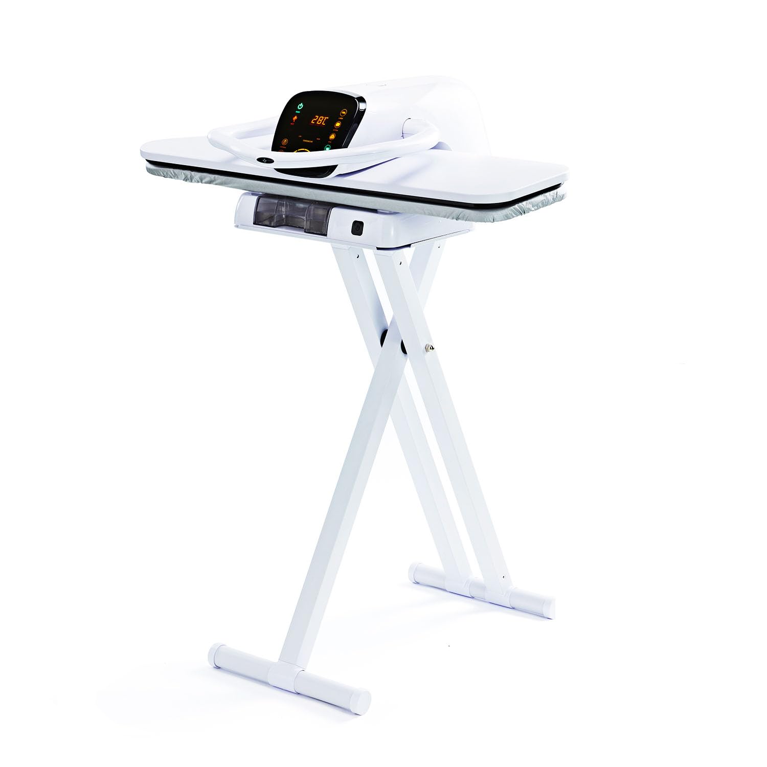 38" Large Steam Iron Press with Stand, 1800W Digital Steam Press with 5 Fabric Settings Language Conversion and Voice Prompts, Iron Press with Spray Bottle and Press Pad for Home Business