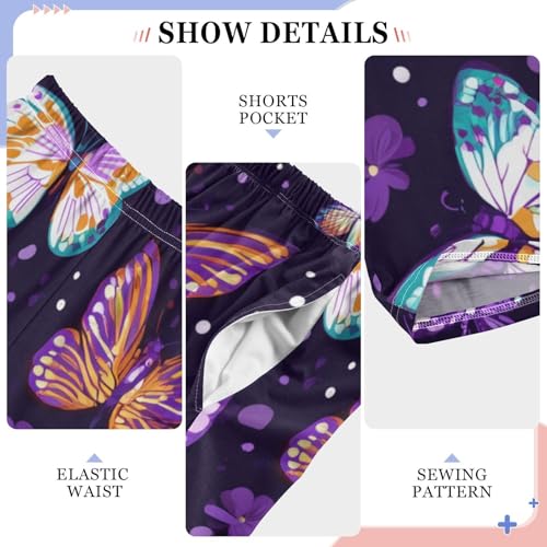 Spring Butterfly Pattern Boys Long Pants Soft Trousers Elastic Waist Kids Lounge Bottoms with Pockets S-XL4