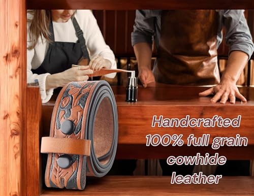 Image of F&L CLASSIC Western Belt without buckle for men - Full Grain Leather Cowboy Belts for jeans - One Piece Leather strap belt