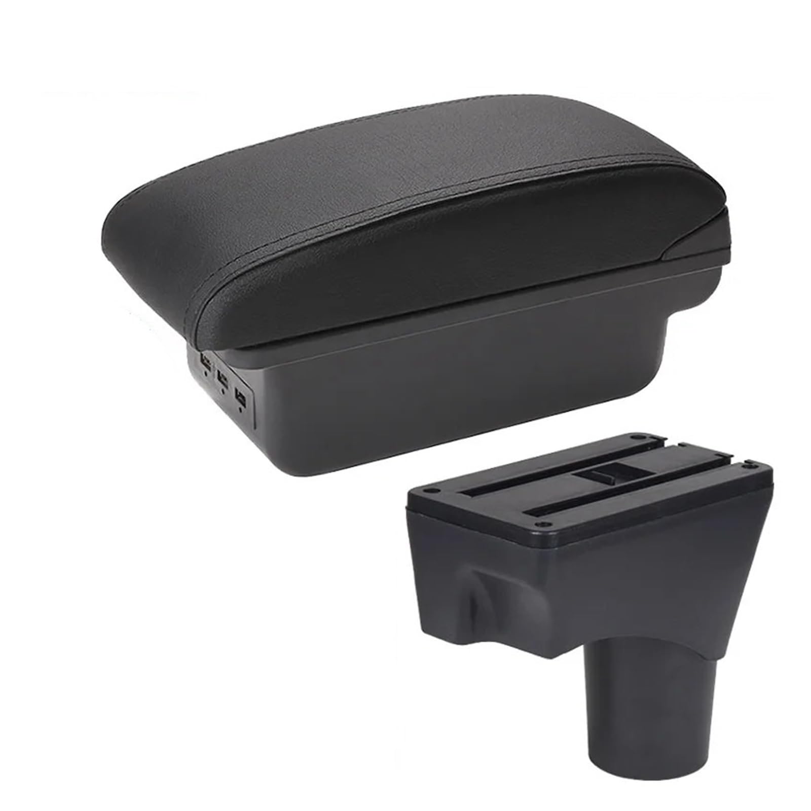 Hguvsjd Armrest Box For Nissan For March For Micra K13 MK4 IV For Sunny 2010-2022 Center Console Armrest Storage Box Car Armrests(B Black line 3USB)