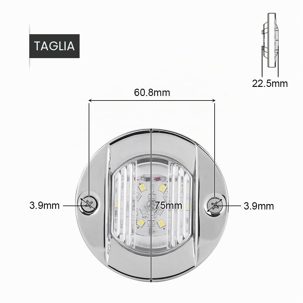 Reminnbor luce led per barca inox + Luci di Navigazione 12V Marine Boat Transom LED Bianco Acciaio Inox Impermeabile Ancoraggio di Navigazione di Poppa