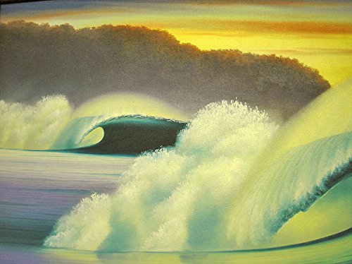 バリ アート BIG WAVE 波の風景 Goes Windy 木製フレーム付き バリ アート BIG WAVE 波の風景 Goes Windy 木製フレーム付き