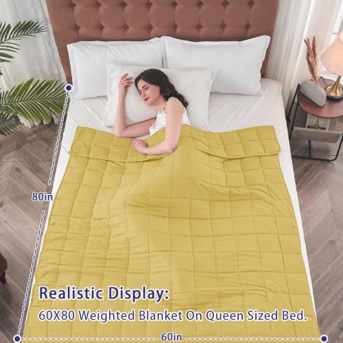Image of yescool Weighted Blanket for Adults 20lbs Queen Size, 60 inch x 80 inch, Yellow
