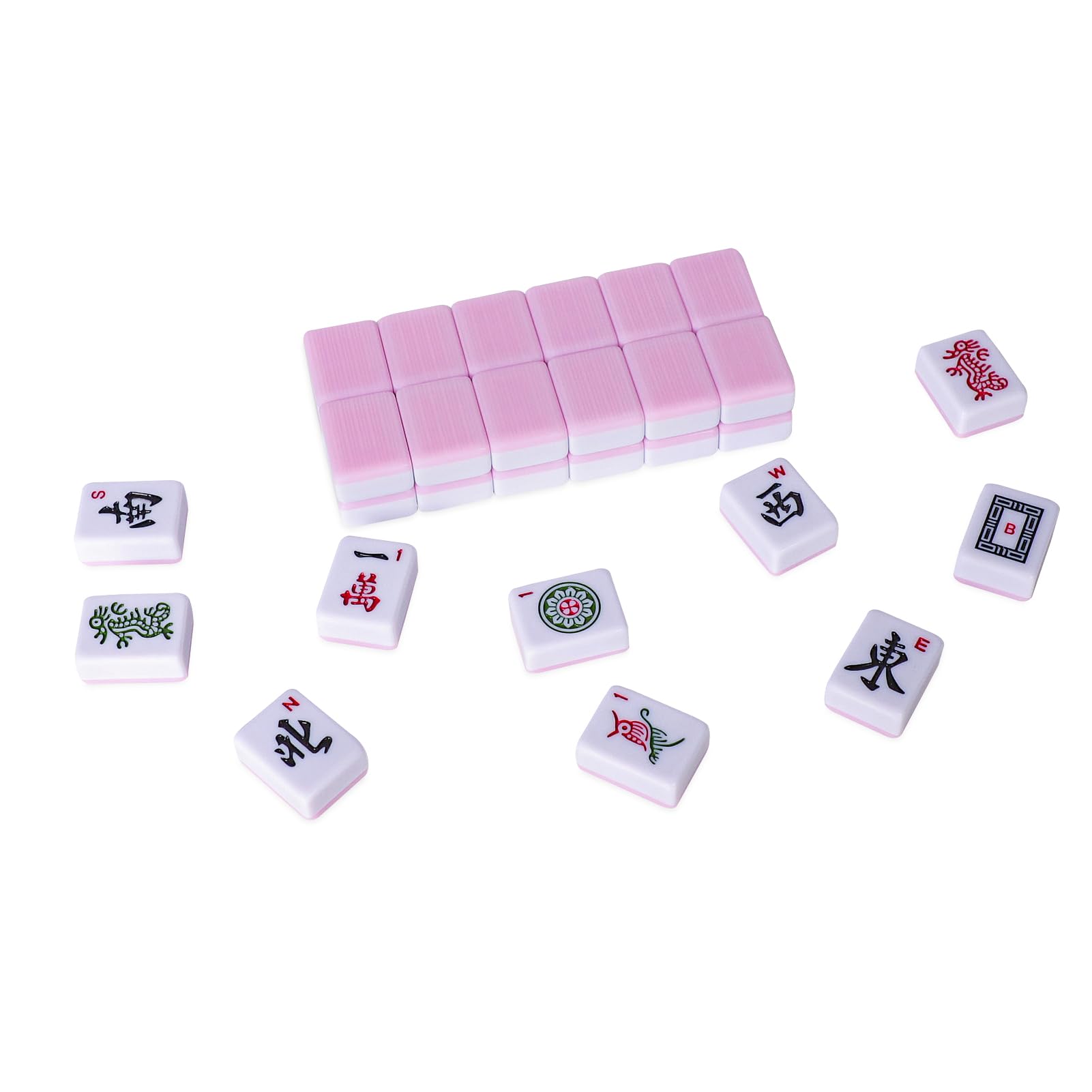 TIASUSAN American Mahjong Tile Set with 166 Pink Back Tiles (1.2”, Tiles Only), Mahjong Game Set