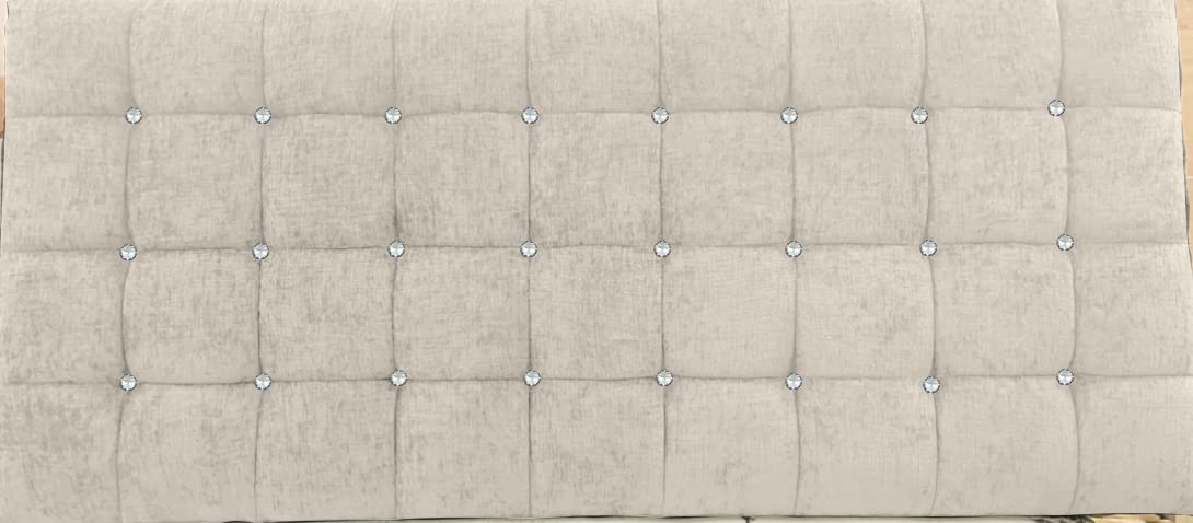 Affordable Luxury 24" Omega Cubed Headboard with Crystal Diamantes in Soft Chenille (Cream, Double - 4ft6)