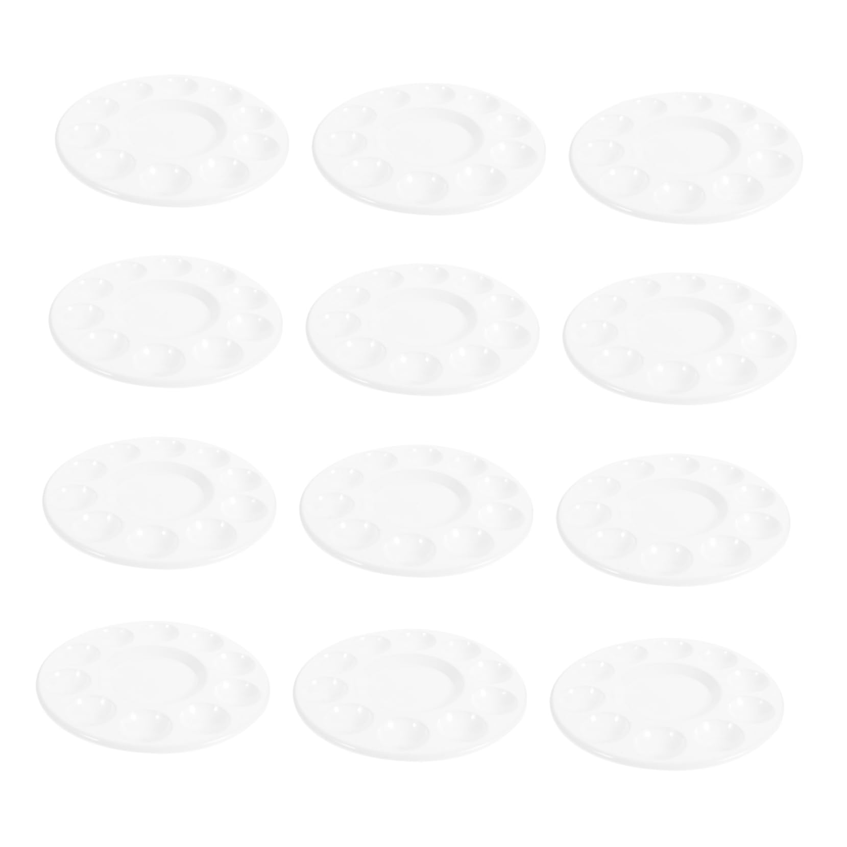 Angoily 12pcs Thickened Art Versatile Pigment Mixing Plates for Watercolor Oil Painting Crafts Makeup Portable Design with Central Reservoir for Easy Use