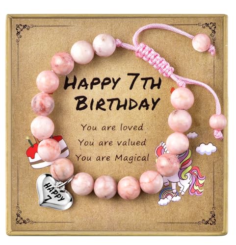 Image of 7 Year Old Girl Birthday Gifts: Zebra Stone Beaded Bracelets For Girls, Adjustable Girls Bracelets, The Coolest Birthday Gifts For 7 Year Old Girls! Ideal For 7th Birthday Granddaughter Gifts Bracelet