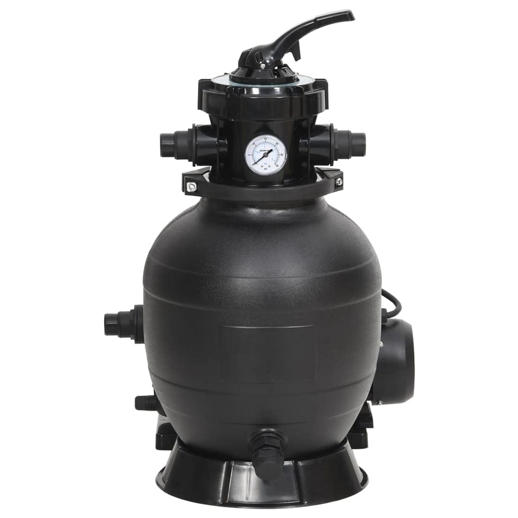 Filtro de arena para piscina con prefiltro negro, acero PE ABS, 45 x 30 x 64,6 cm, bomba de 400 W, caudal de 10 m³/h, válvula multidireccional de 6 vías, para piscina de superficie