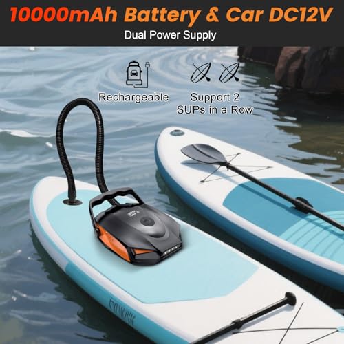Image of 50PSI Paddle Board Pump Electric Portable, High Pressure Sup Pump - Dual Stage Inflation, Auto Shut Off and Deflate for Stand Up Paddle Board /Car /Kayak /Bicycle
