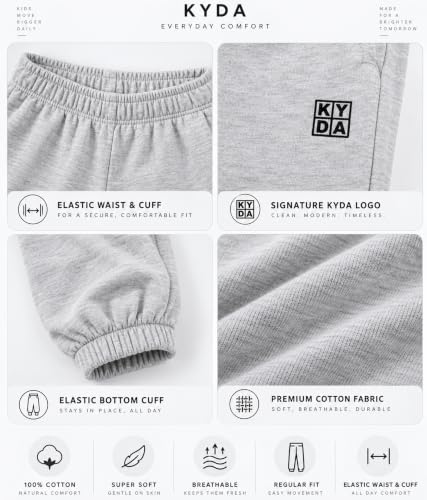 Image of KYDA Kids Boys Premium 100% Cotton Regular Fit Track Pants Soft Breathable Elastic Waist Casual Joggers Kids Playwear Everyday Comfort Wear-Pack of 2
