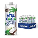 Vita Coco Extra Coconut Water Multipack 1 Litre x 6, Pressed Coconut Water, Gluten Free, Full Of Vitamin C, Low-Calorie, Thirst Quenching Refreshment
