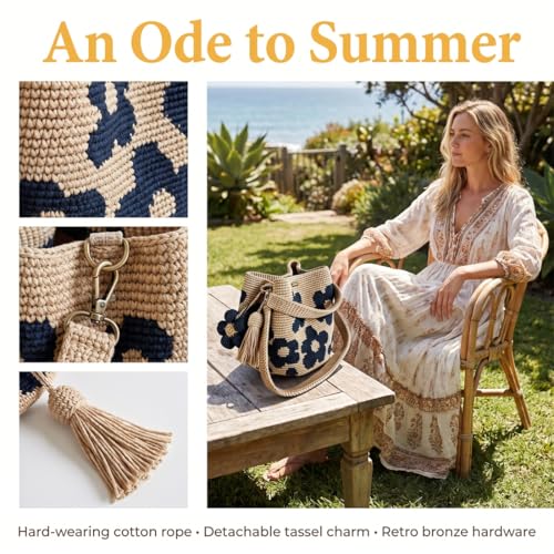 Bolso Tote de Crochet con Flor Hecho a Mano miniatura 4