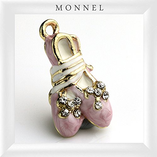 NC026 Little Pink 3D Crystal Ballet Shoe Charm Pendant Necklace2