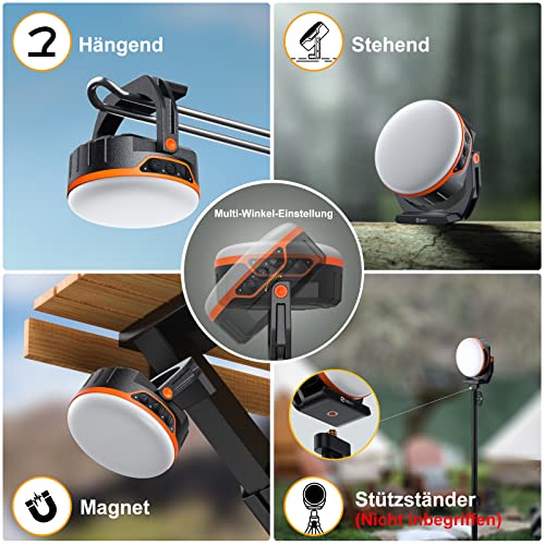 ZMNT LED Campinglampe 10000mAh Akku Camping Laterne mit USB C Aufladbar