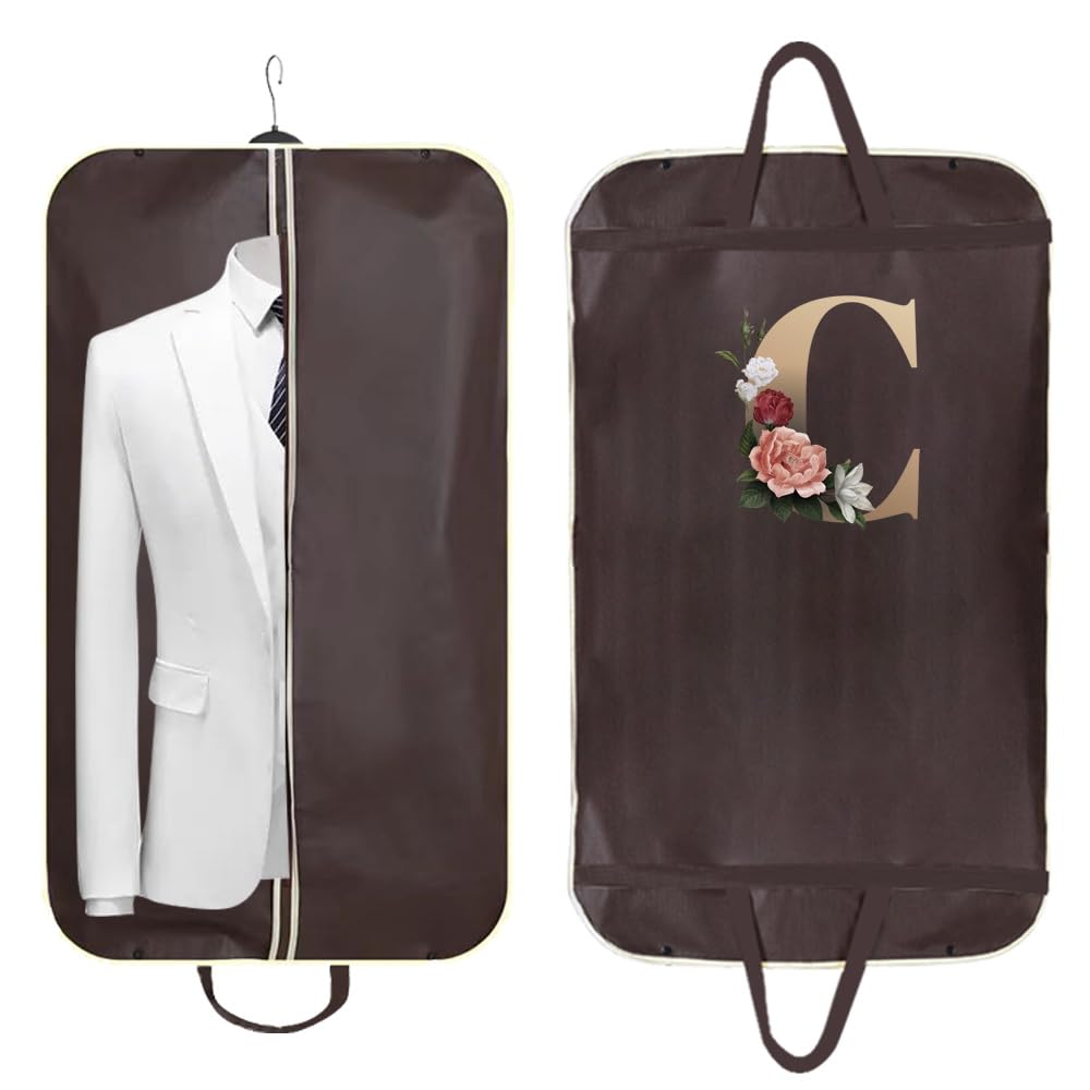 Zip Up Hanging Suit Dress Coat Garment Bag Clothes Cover DustProof Storage Suit Carrier Protector Bags, (gold C)