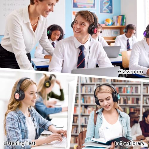 Image of AILIHEN Headphones Wired 12-Pack Bulk for School Students Kids K-12 Classroom,Adjustable, Foldable, Over-Ear Headsets with Microphone HD Stereo Sound 3.5mm Jack for Chromebook, Laptop (Multicolor)