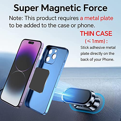Image of 【2-Pack】 Magnetic Phone Holder for car, [ Super Strong Magnet][ with 4 Metal Plate ] iPhone Magnetic CarMount for Cell Phone, [ 360 Rotation ] Universal Dashboard Adhesive Car Magnetic Phone Mount