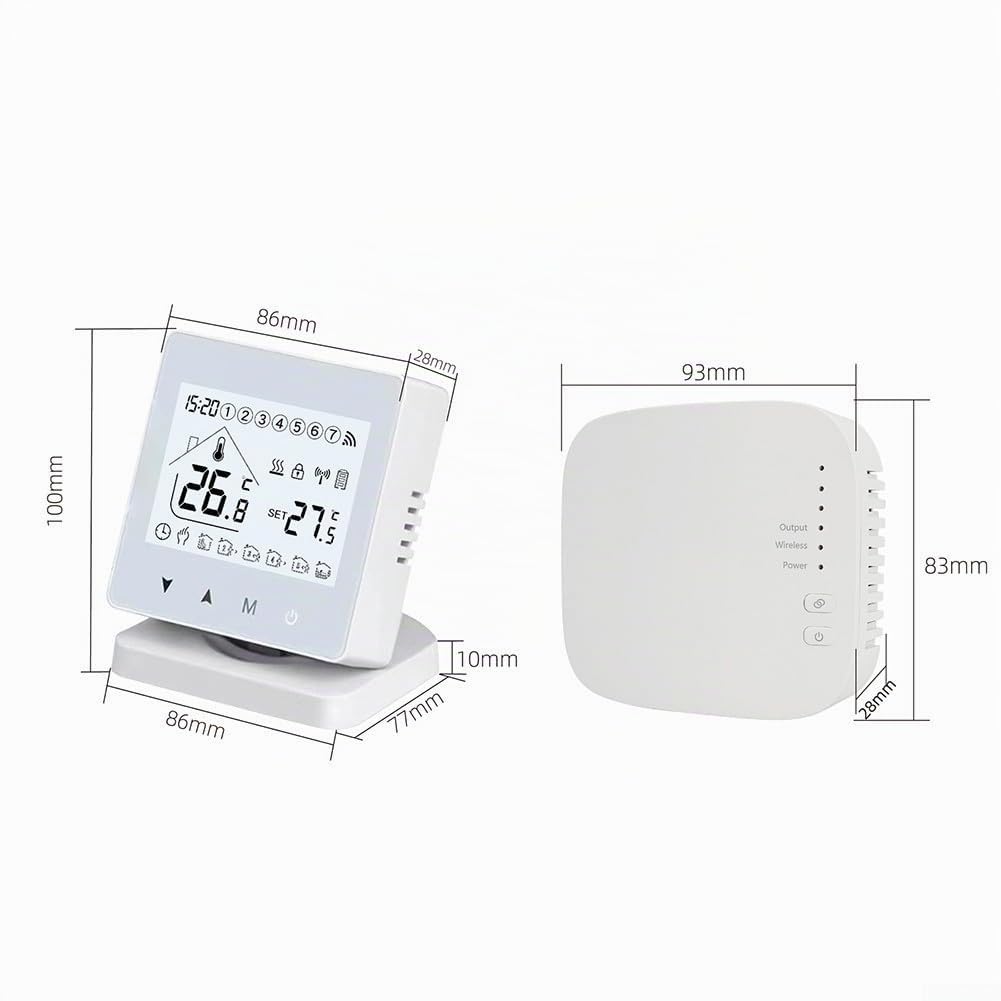 Funkthermostat mit RF433-Anschluss für Fußbodenheizung und Wandkessel mit einstellbarer Temperatur von 5 bis 95 Grad Celsius