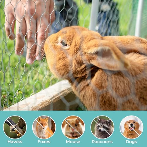 40cm*10m Chicken Wire Mesh Roll, Galvanized Hexagonal Fencing Wire Mesh with Cutting Plier, Gloves and 100Pcs Cable Ties, Chicken Wire Mesh Roll for Pet Rabbit Chicken Fencing